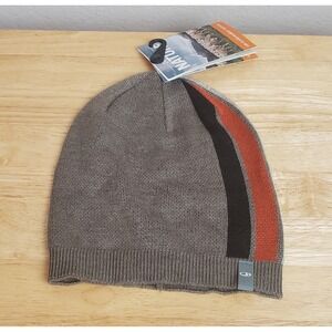 Icebreaker Coronet Beanie Gray Merino Wool Blend Striped Knit Hat One Size Cozy